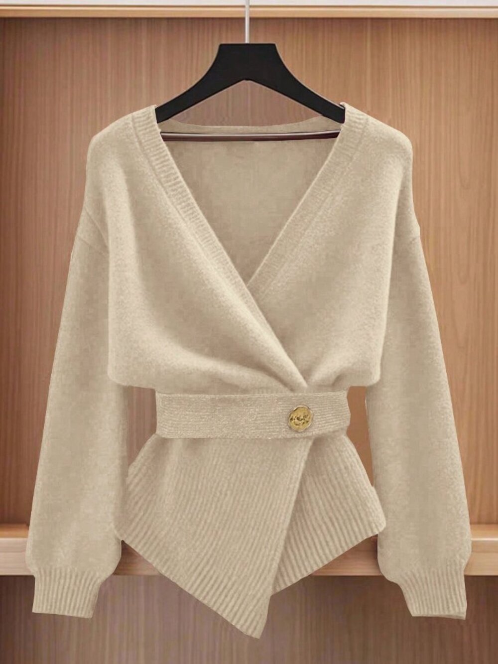 Apricot Casual Women's Asymmetric Hem Cardigan